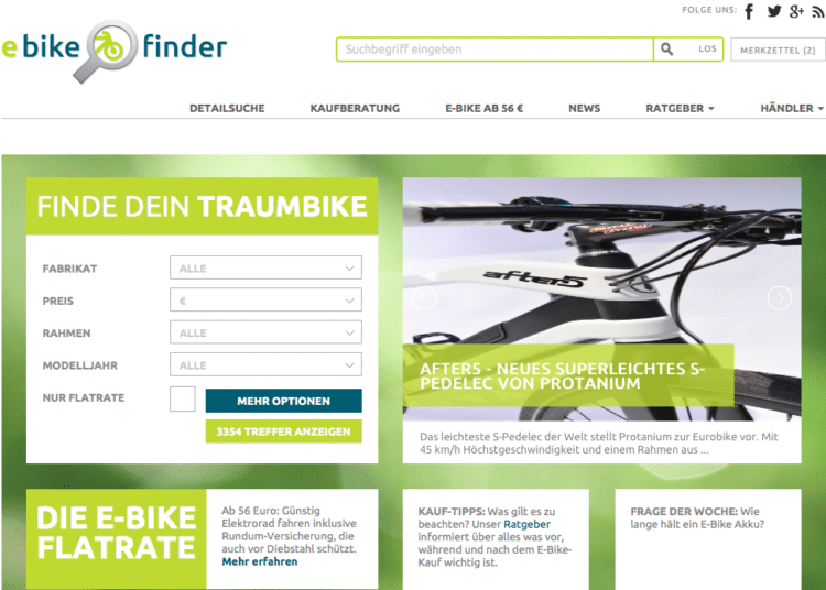 eBikeFINDER Suche