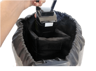Spezialfach im Akku-Rucksack von Wallaby