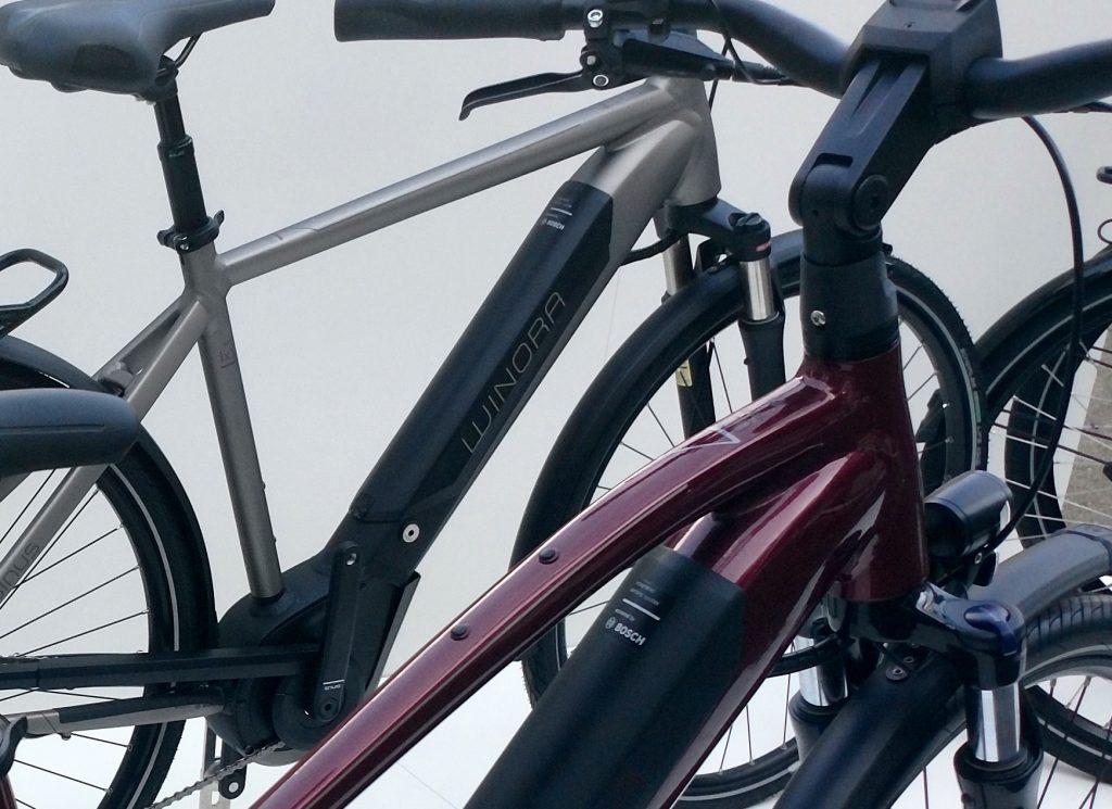 City e-Bikes von Winora mit Akku-Integration Bosch PowerTube