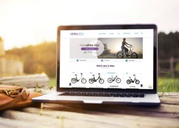Notebook mit Webseite des E-Bikes-Abo von rebike1