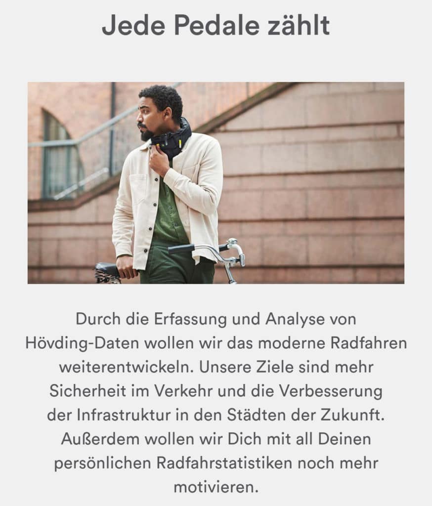 Datenschutzbestimmungen in der Hövding App - eBikeNews