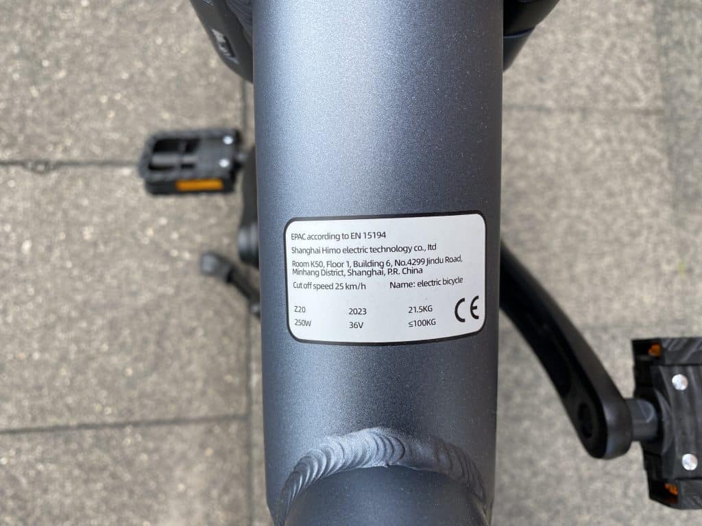 Himo Z20 Plus ist legal als Pedelec benutzbar