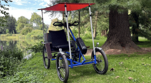 E-Velo-Cabrio: Kompaktes E-Lastenrad mit situativer Überdachung
