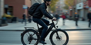 Mann fährt auf sehr schnellem E-Bike - Flux generiert nach Briefing