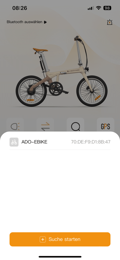 ADO Air Carbon Test: Die Verbindung zwischen App und Bike ist schnell hergestellt | Quelle: eBikeNews