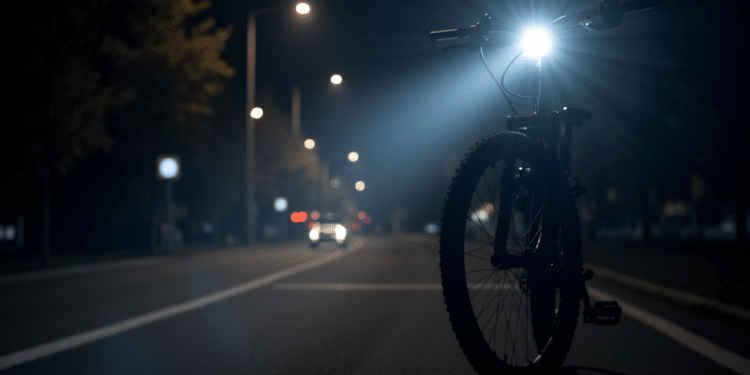 Fahrrad leuchtet Straße aus - mit Flux generiert