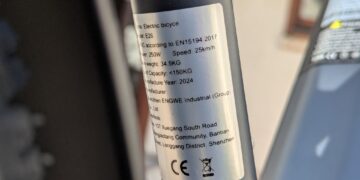 CE-Aufkleber des Engwe E26 – eBikeNews.