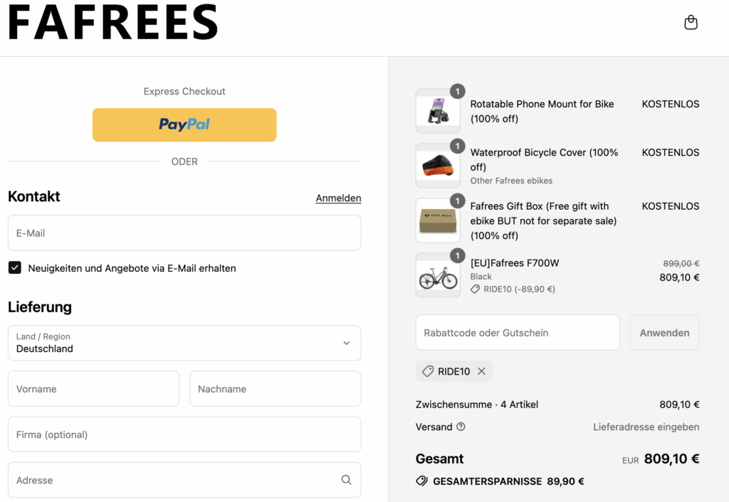 Angebot | Drehmomentsensor | Fafrees - Fafrees Urban E Bike Angebot
