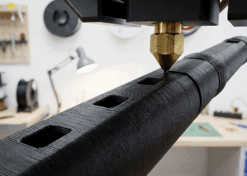 Instrument entsteht in einem 3D-Drucker - KI generiertes Beispielsbild