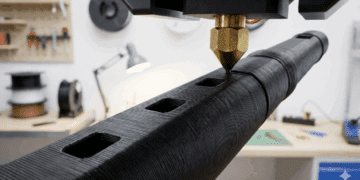 Instrument entsteht in einem 3D-Drucker - KI generiertes Beispielsbild