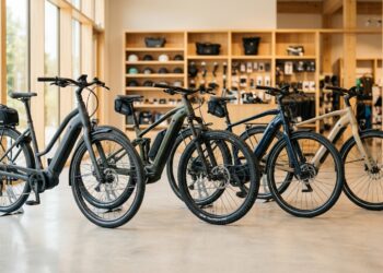 E-Bikes im Fahrradladen – der Durchschnittspreis sinkt laut ZIV weiter.