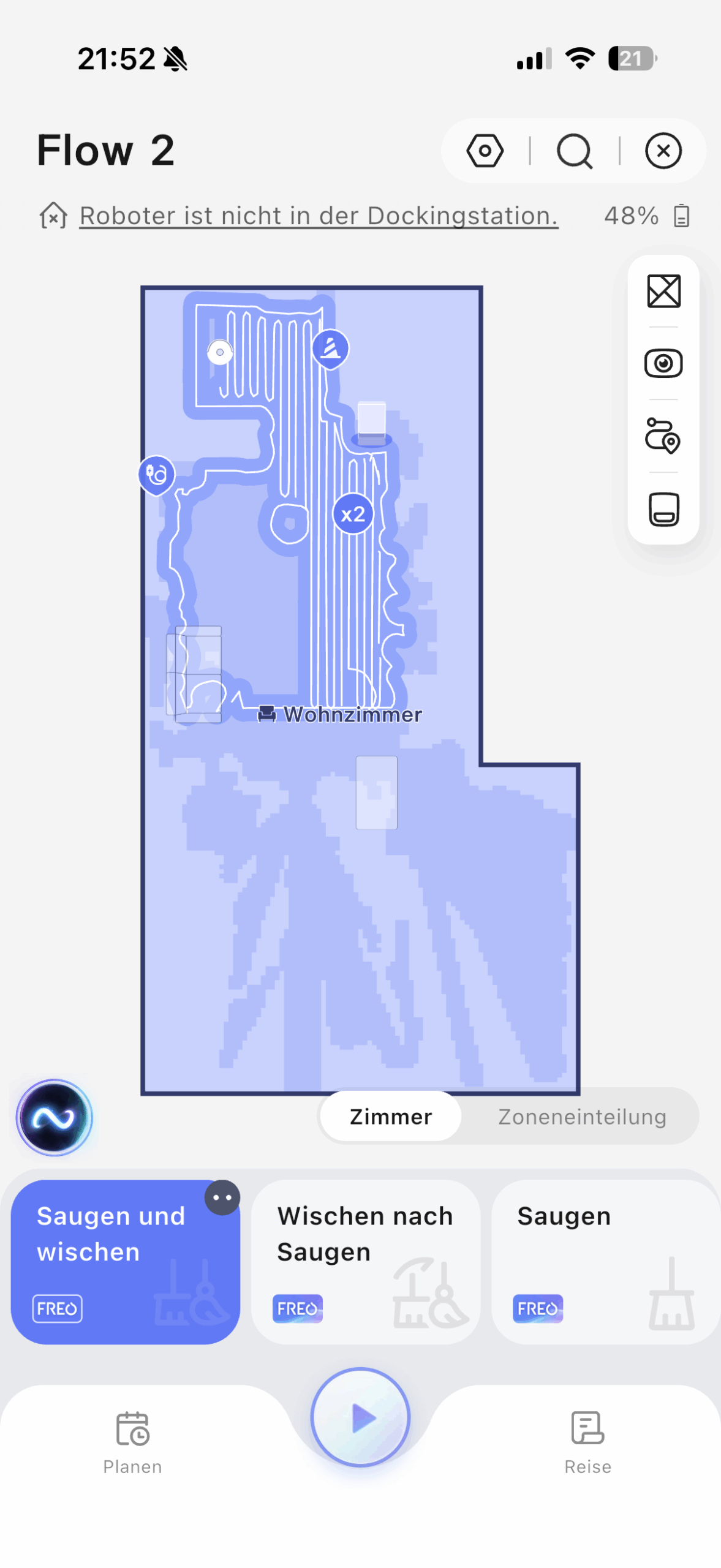 Narwal Flow 2 Karte Wohnzimmer