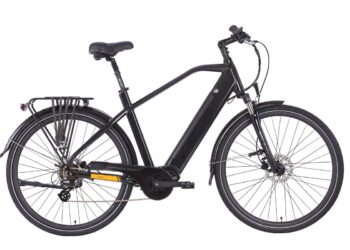 Be Cool eCBM-Hi1 City-E-Bike in Schwarz mit Bafang-Mittelmotor, Seitenansicht