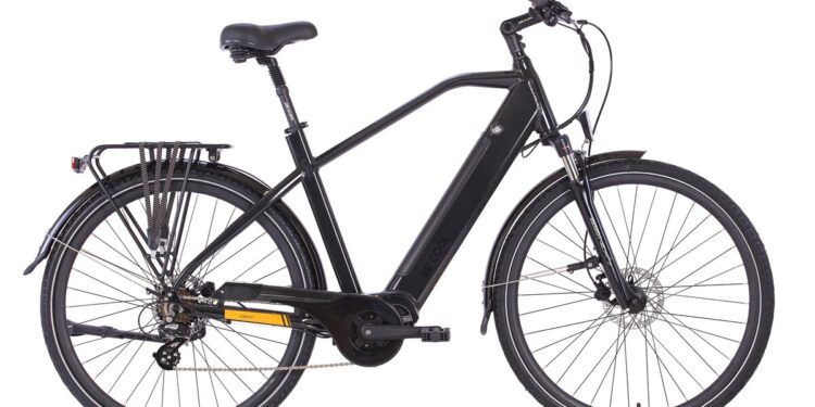 Gutes E-Bike mit Mittelmotor bei Netto: Mit Gutschein nur 945 Euro Be Cool eCBM-Hi1 City-E-Bike in Schwarz mit Bafang-Mittelmotor, Seitenansicht