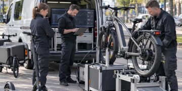 Illegal getunte E-Bikes sollen ab 2027 schneller auffliegen Mobiler Tuning-Prüfstand für E-Bikes & Co. (KI-generiert)