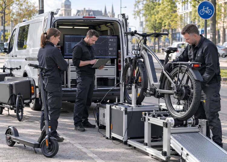 Mobiler Tuning-Prüfstand für E-Bikes & Co. (KI-generiert)