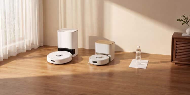 SwitchBot K11+ Pro: Saugroboter verdoppelt Leistung und bleibt trotzdem winzig SwitchBot K11+ Pro Saugroboter mit Absaugstation im Größenvergleich