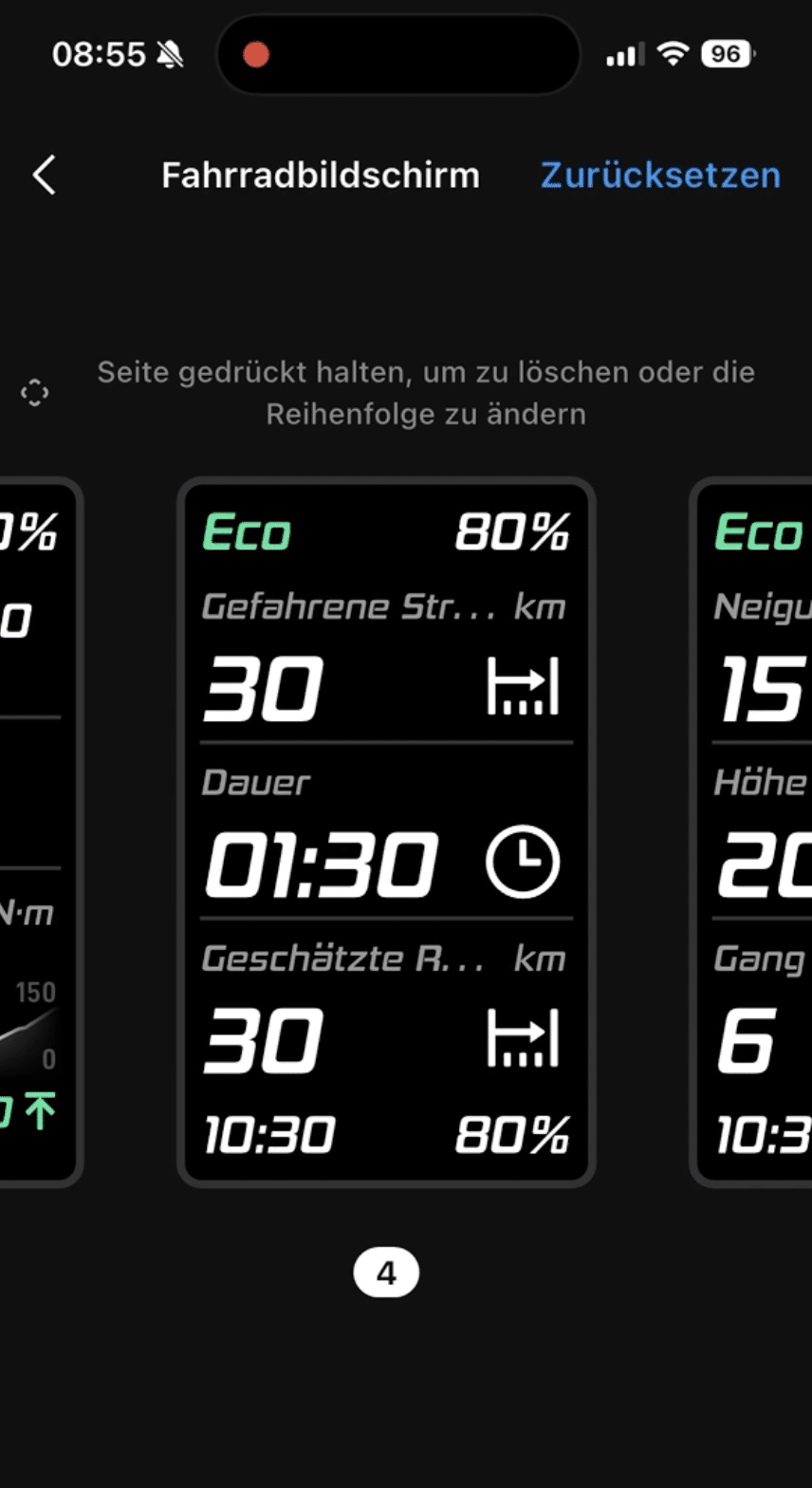 Individuelle Anzeige fuer das Display am Amflow TL Carbon