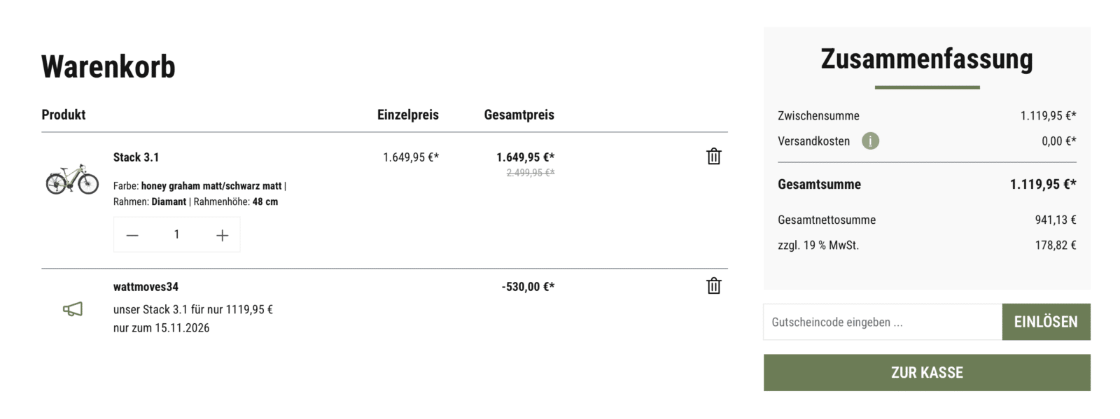 Prophete Stack 3.1 so wird der Rabattcode im Shop eingeloest