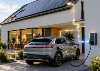 E-Auto speist Strom ins Haus zurück.
