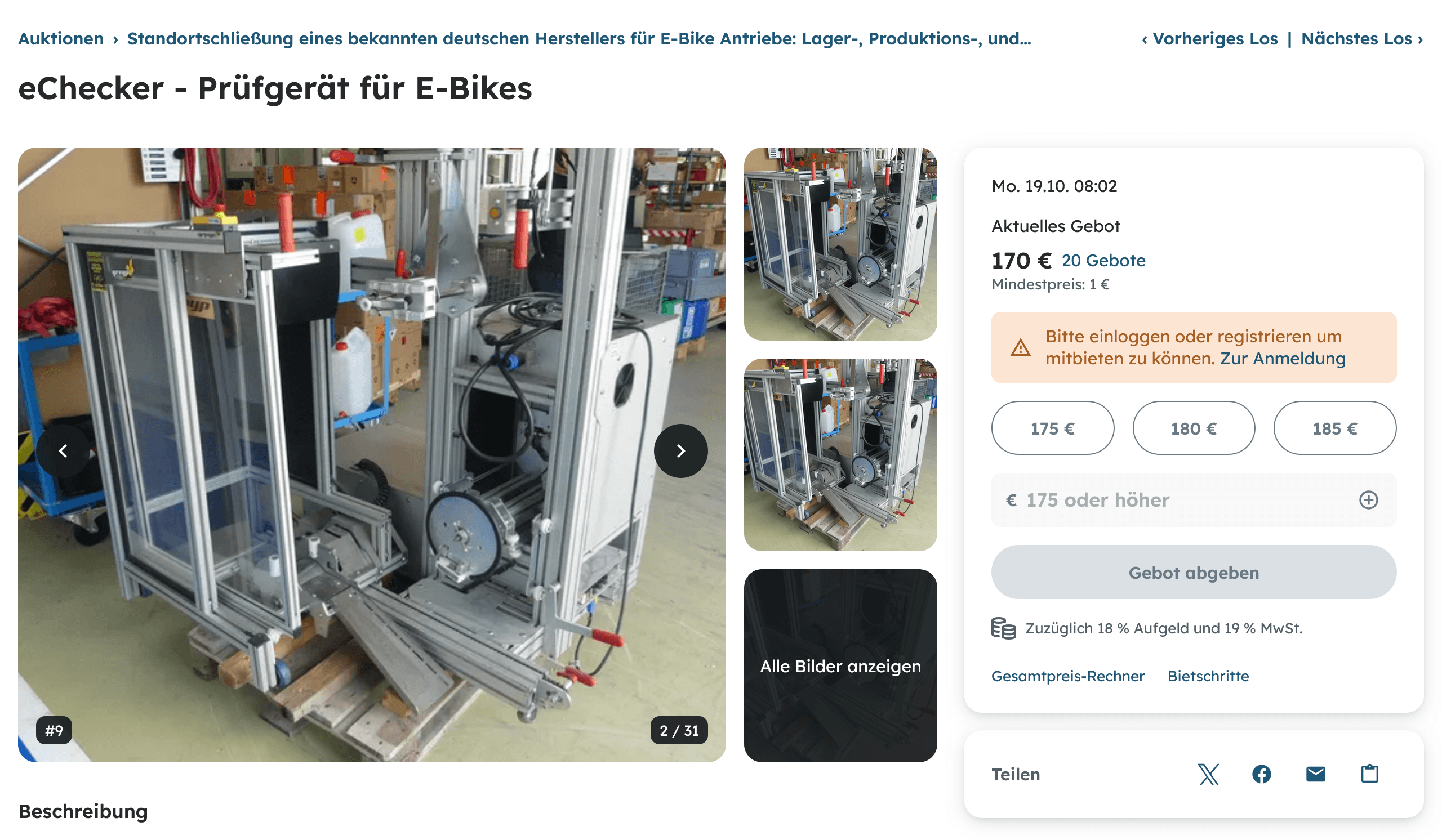 eChecker-Prüfgerät für E-Bikes aus der Auktion am früheren Porsche-eBike-Standort